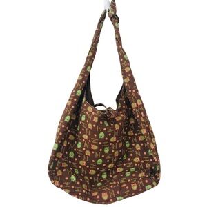 Y2K Hippie Bohemian Oversized Owl Print Canvas Fabric Tote Crossbody Book Bag